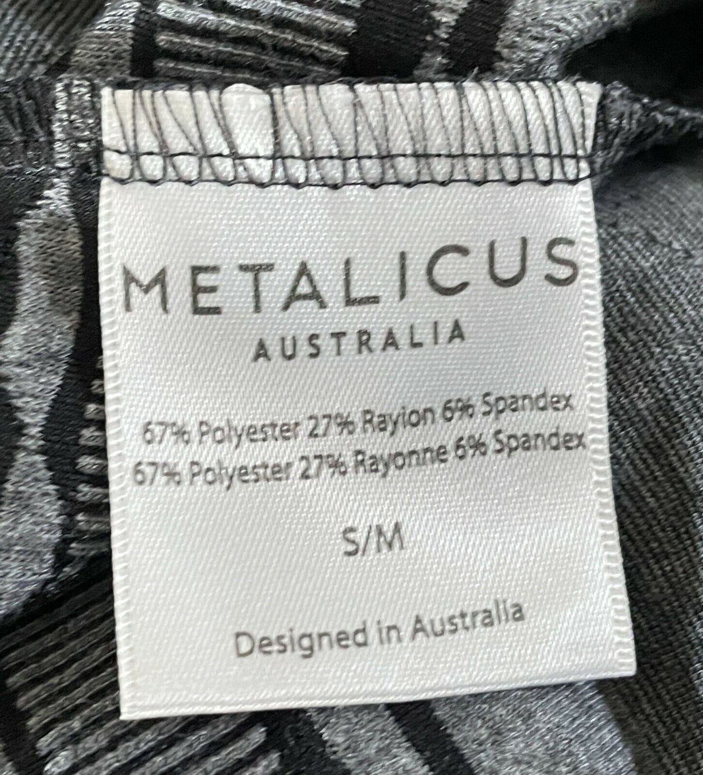 METALICUS Bodycon Grey Black Textured Fabric Long Sleeve Stretch Dress Size S M