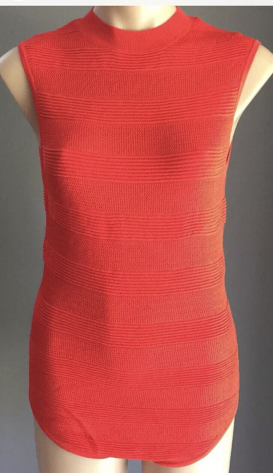 MISSGUIDED Bodysuit Orange Knit Sleeveless High Neck One Piece Size 10 NEW