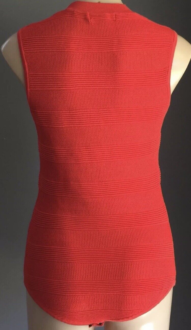 MISSGUIDED Bodysuit Orange Knit Sleeveless High Neck One Piece Size 10 NEW