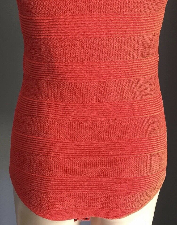 MISSGUIDED Bodysuit Orange Knit Sleeveless High Neck One Piece Size 10 NEW