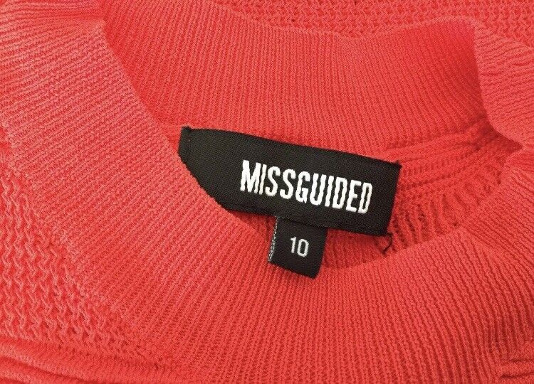 MISSGUIDED Bodysuit Orange Knit Sleeveless High Neck One Piece Size 10 NEW