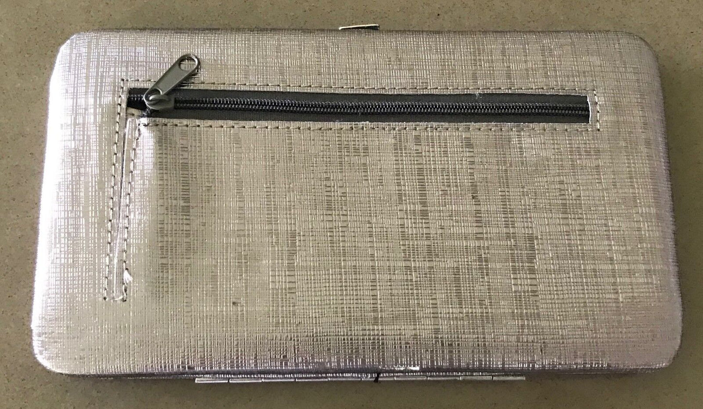 Textured Gold Hardcase Clutch Bag w Shoulder Chain - Looks like a Wallet inside!
