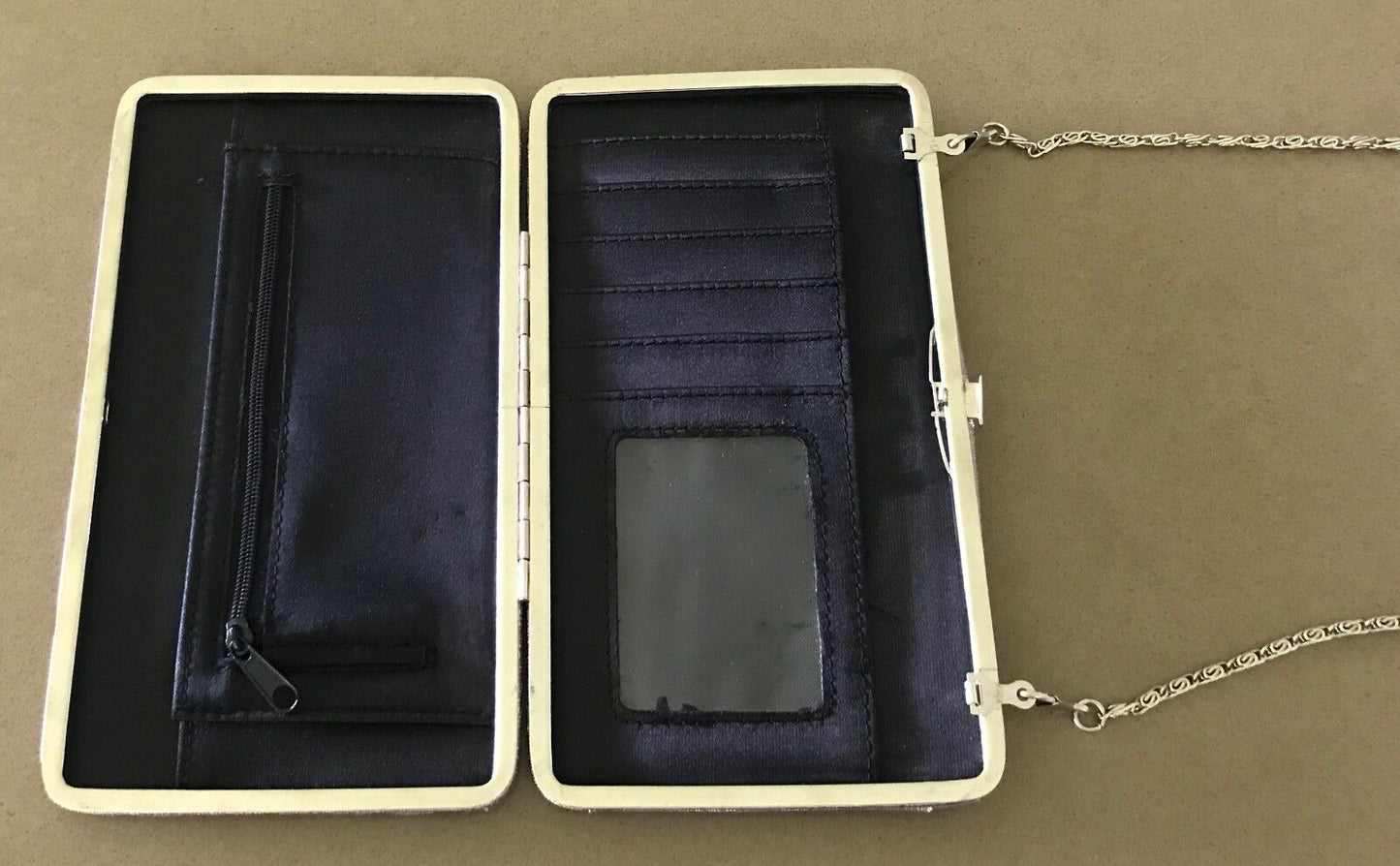Textured Gold Hardcase Clutch Bag w Shoulder Chain - Looks like a Wallet inside!