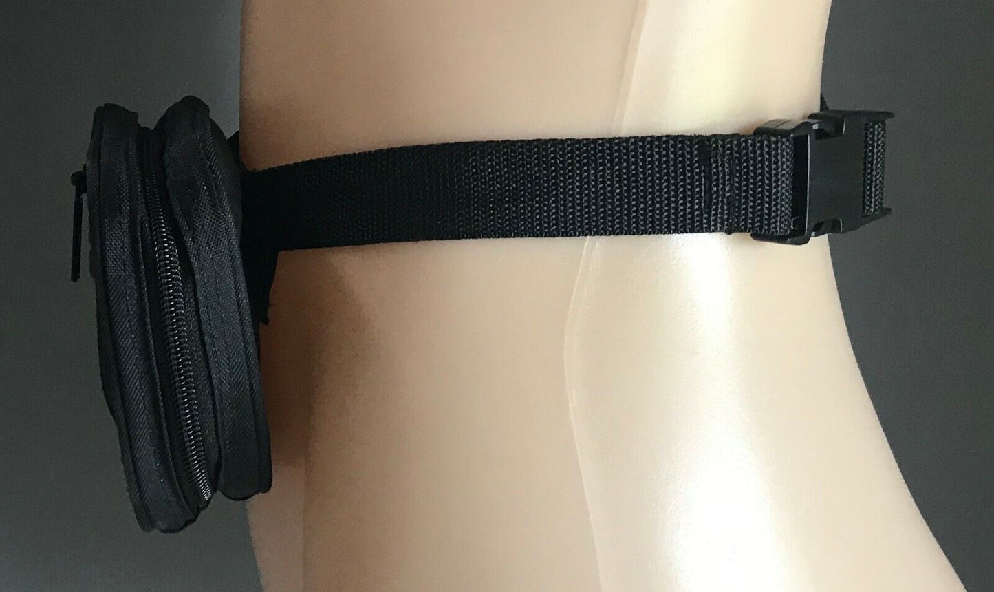 Bum Bag Black Nylon Zipped Fanny Pack Camera Bag Adjustable for Cards Korea NEW