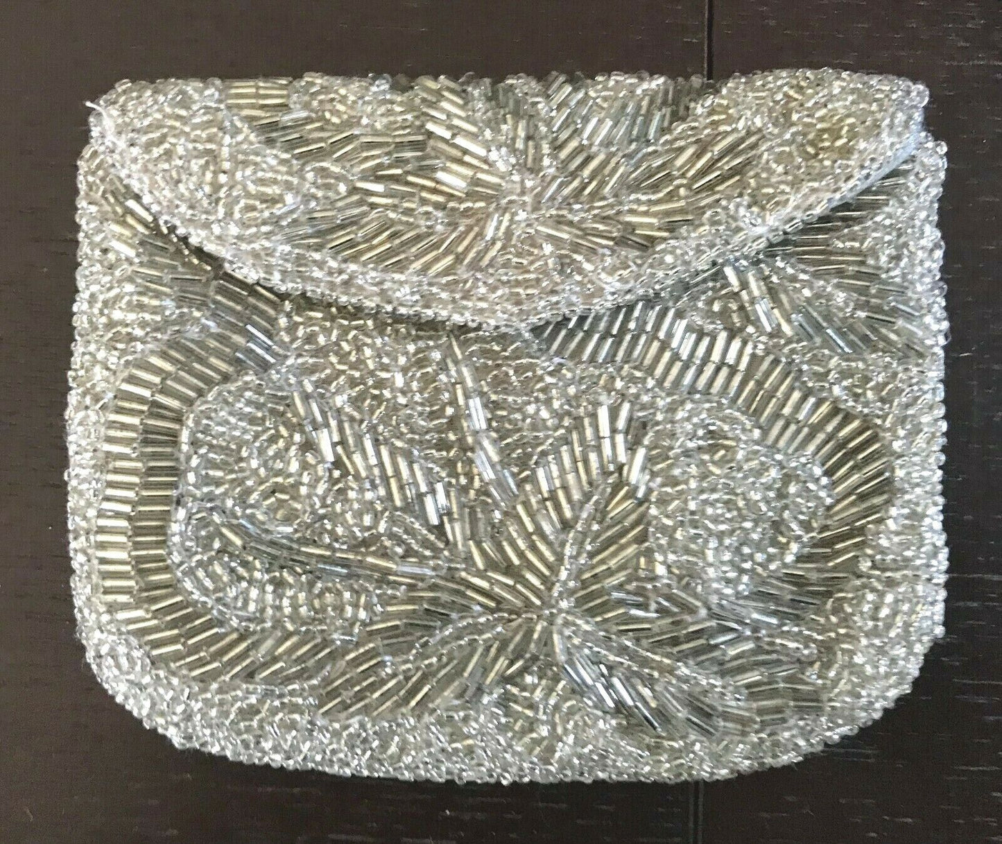Evening Bag SUSSAN Purse Heavy Silver Fully Beaded Small Coins Stunning Retro