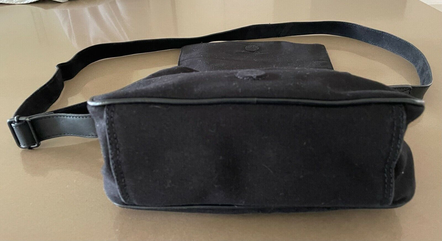 RVCA SHOULDER BAG Black Leather & Cotton Crossbody w Adjustable Strap