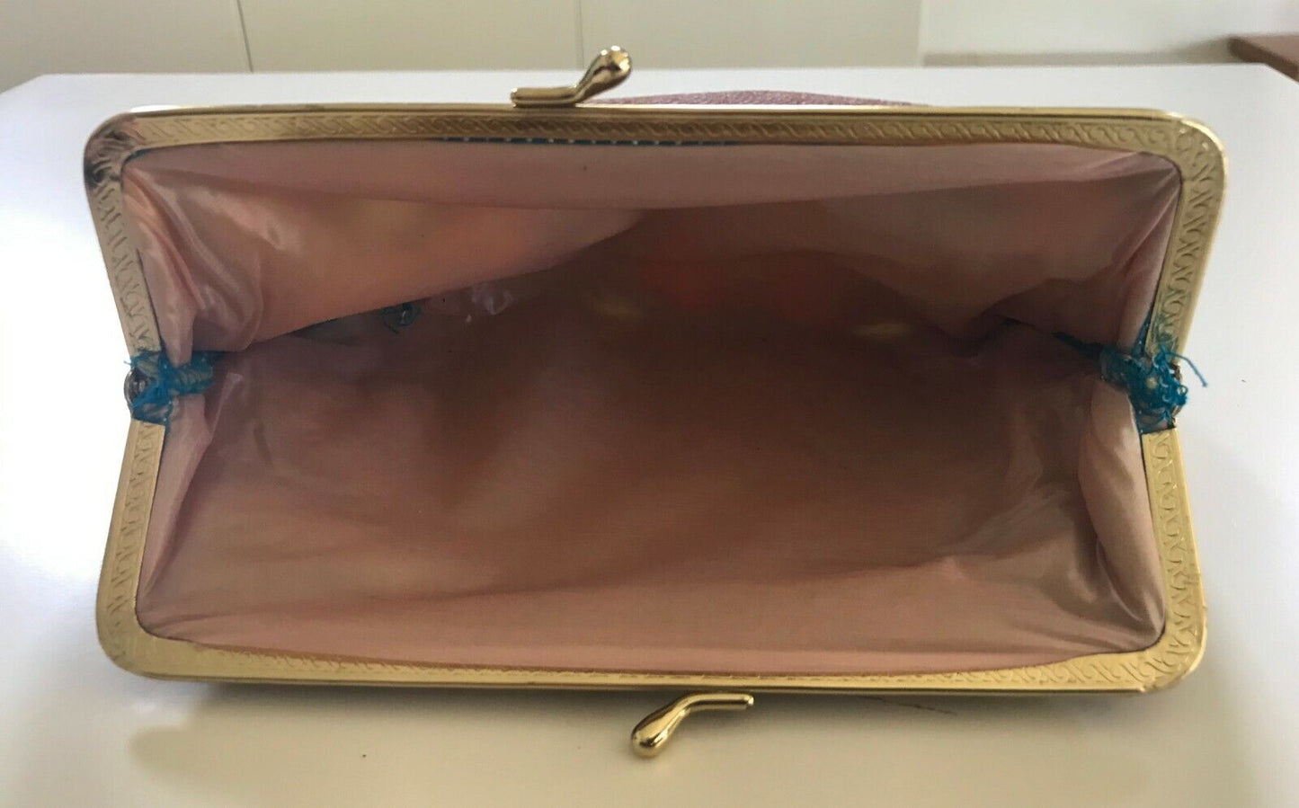 Vintage Purse Brown Orange & White Floral Print Clasp Closure Coin Bag NEW