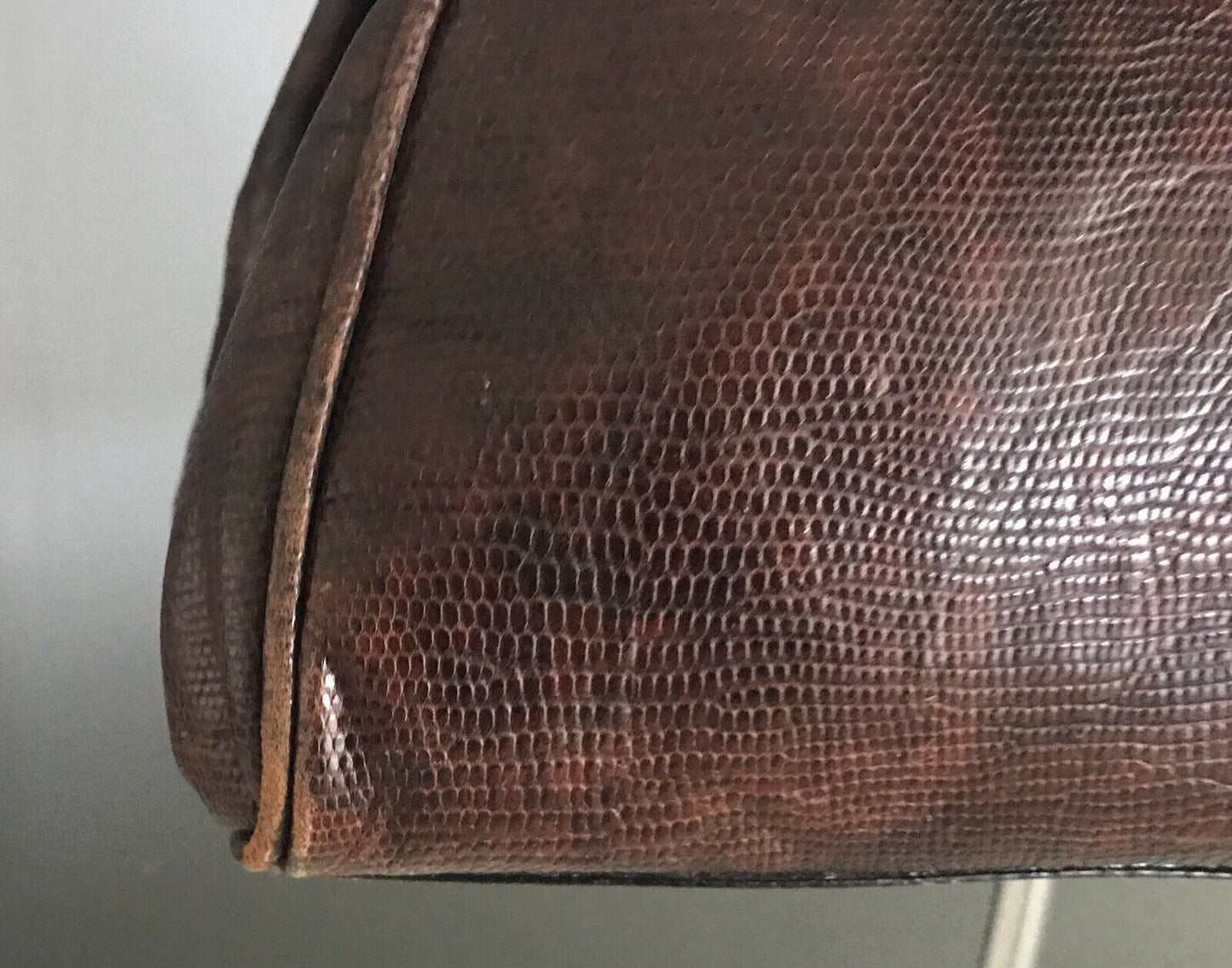 FRANCESCO BIASIA Bag Brown Lizard Leather Frame Handbag  Vintage