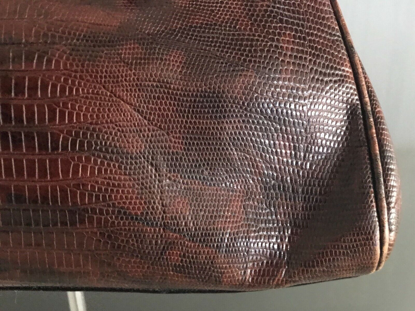 FRANCESCO BIASIA Bag Brown Lizard Leather Frame Handbag  Vintage