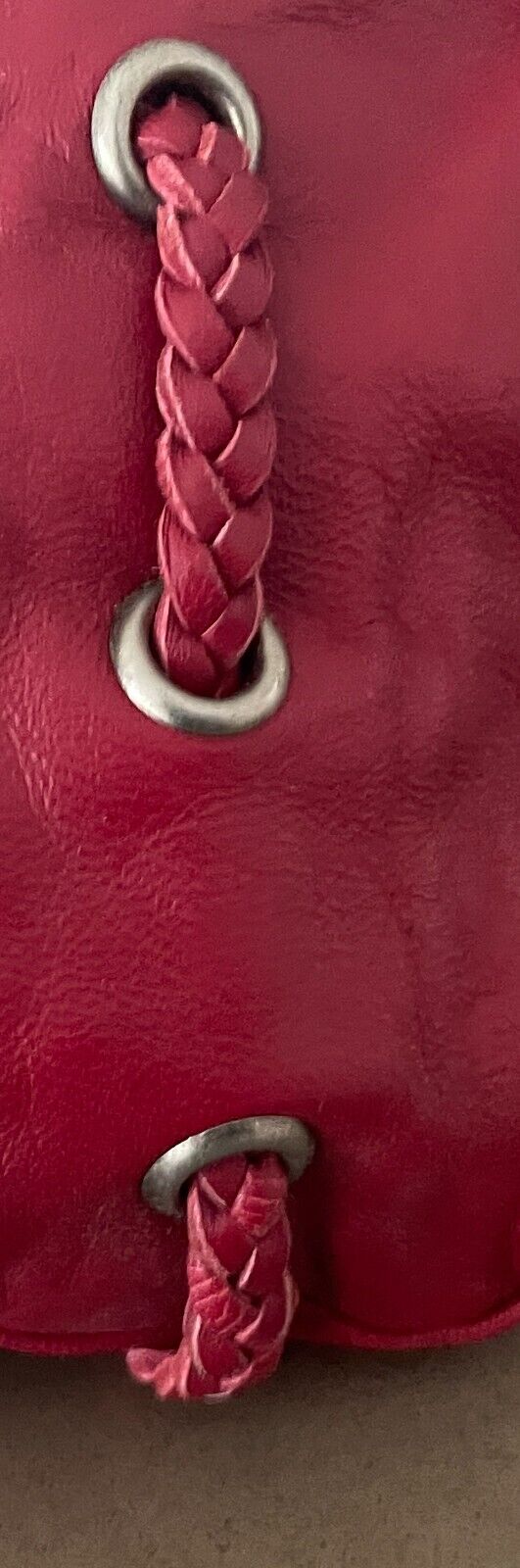 FAITH Handbag Red Leather Eyelet & Plait Trim Clutch Bag Wristlet Purse
