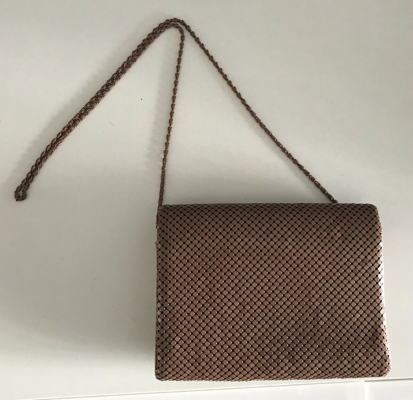 Vintage 1960's Brown "Aluminium" Mesh Chainlink Clutch Shoulder Bag Hong Kong