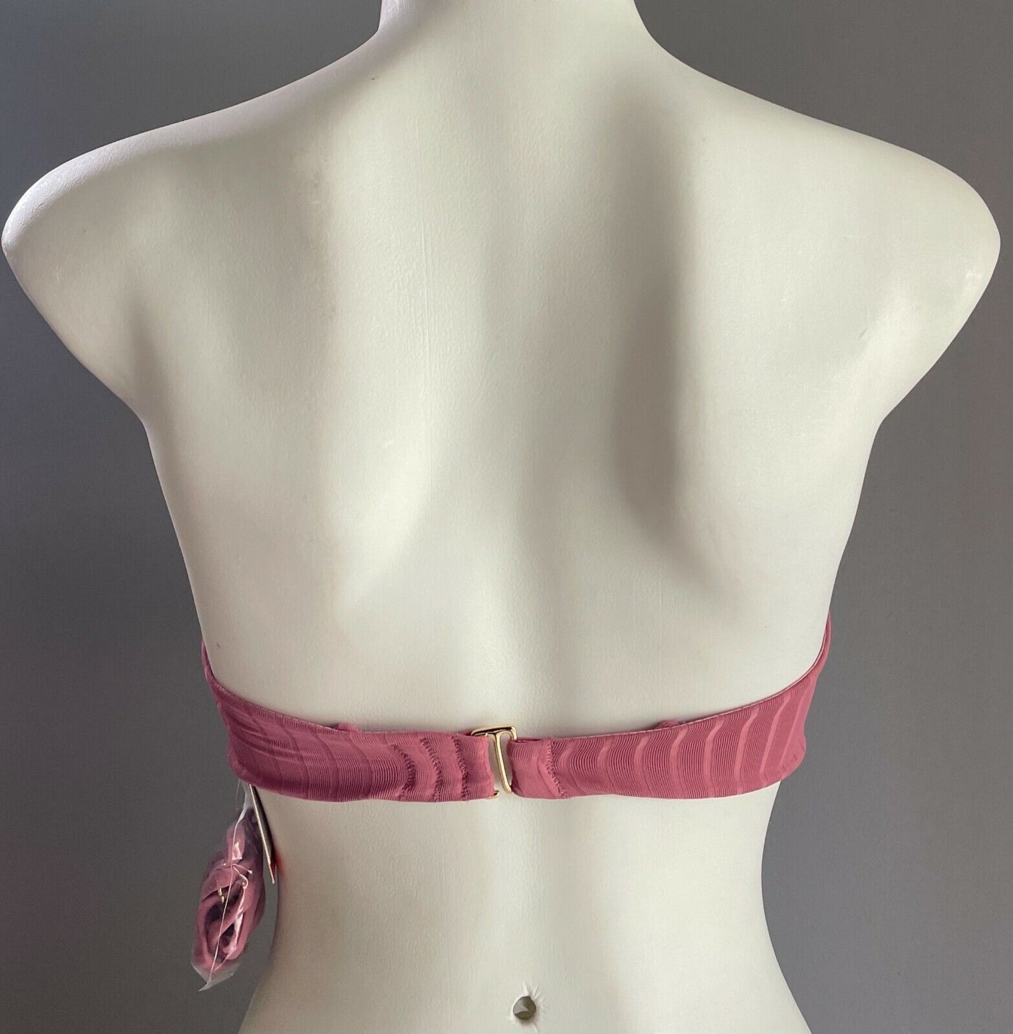 LILY LOVES Bikini Top Pink Ribbed Bandeau + Straps BRA ONLY Swim Sz 6  8 NEW