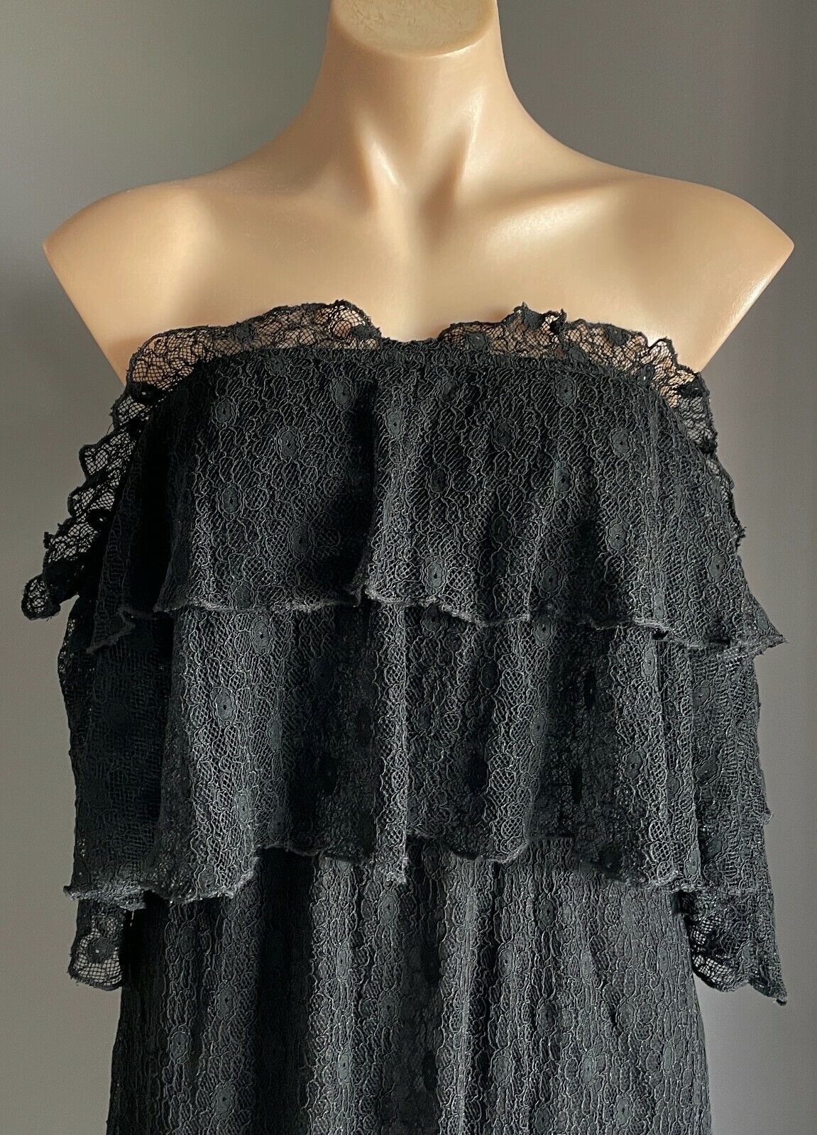 JAMIE MY LOVE Midi Dress Black Lace Off the Shoulder Size S 10 NEW