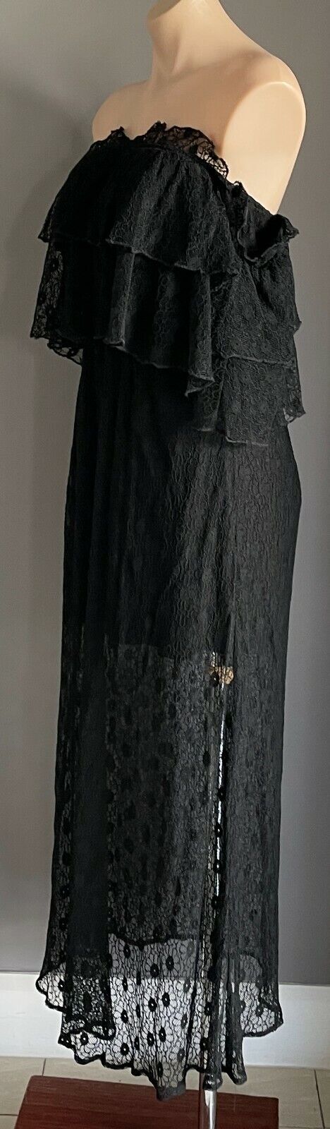 JAMIE MY LOVE Midi Dress Black Lace Off the Shoulder Size S 10 NEW