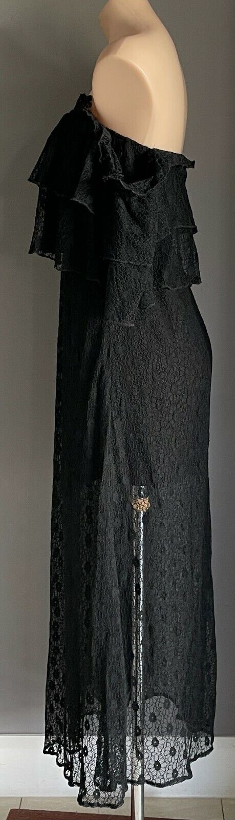 JAMIE MY LOVE Midi Dress Black Lace Off the Shoulder Size S 10 NEW