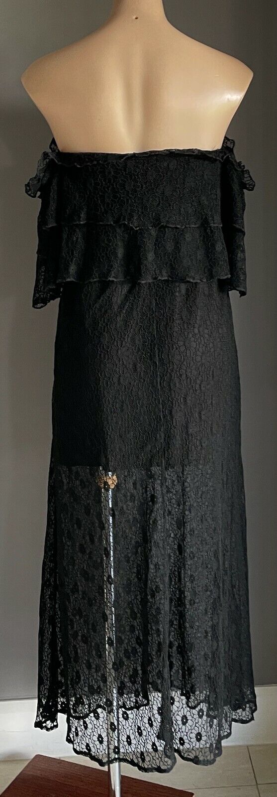 JAMIE MY LOVE Midi Dress Black Lace Off the Shoulder Size S 10 NEW