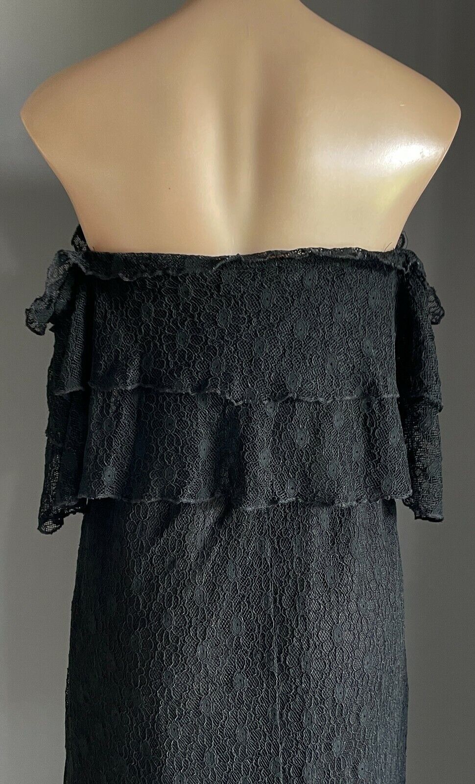 JAMIE MY LOVE Midi Dress Black Lace Off the Shoulder Size S 10 NEW