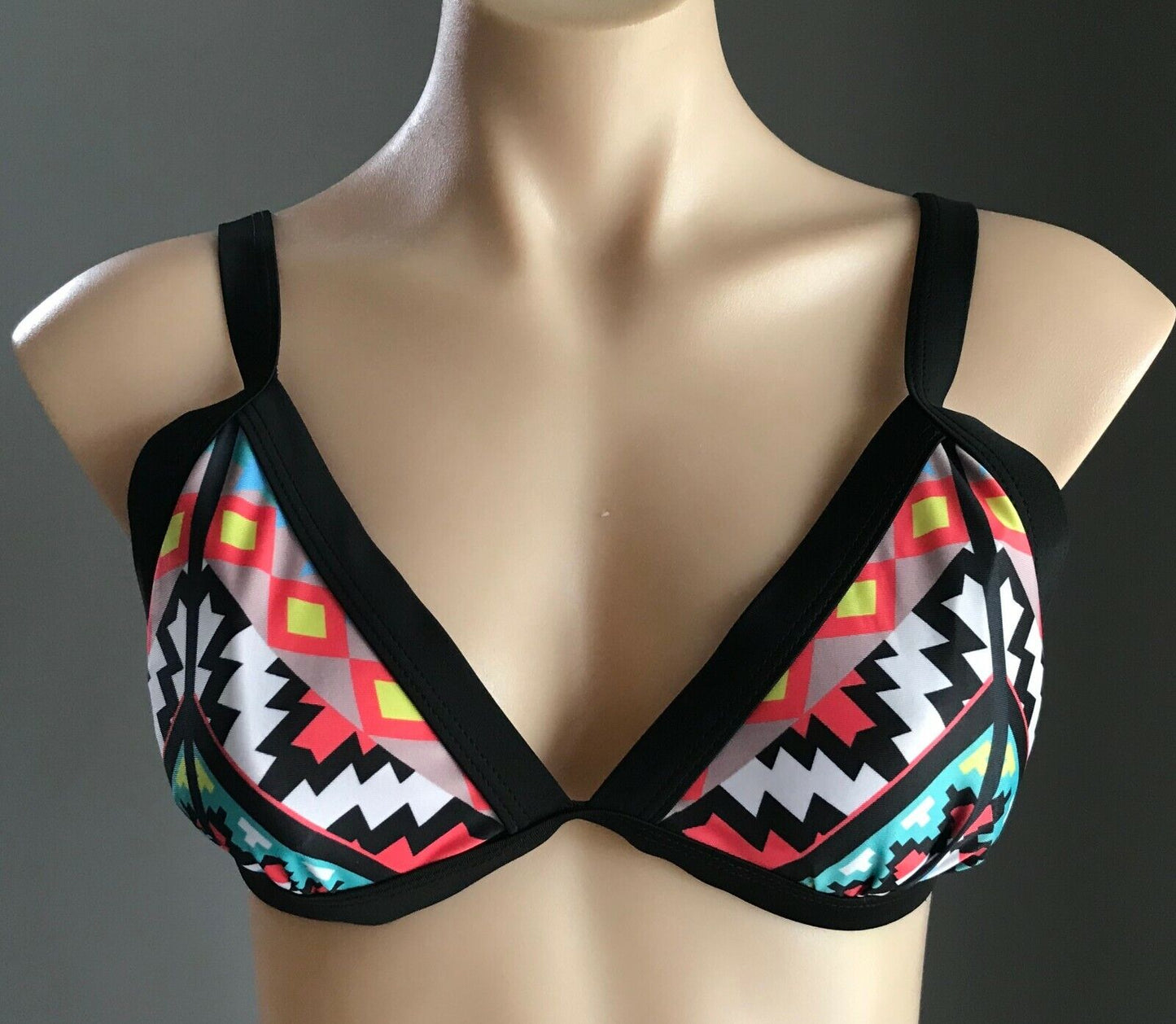 POO CHAI Bikini Set Triangle Set MultiColoured Neon Tribal Print Sz L 10 12 NEW