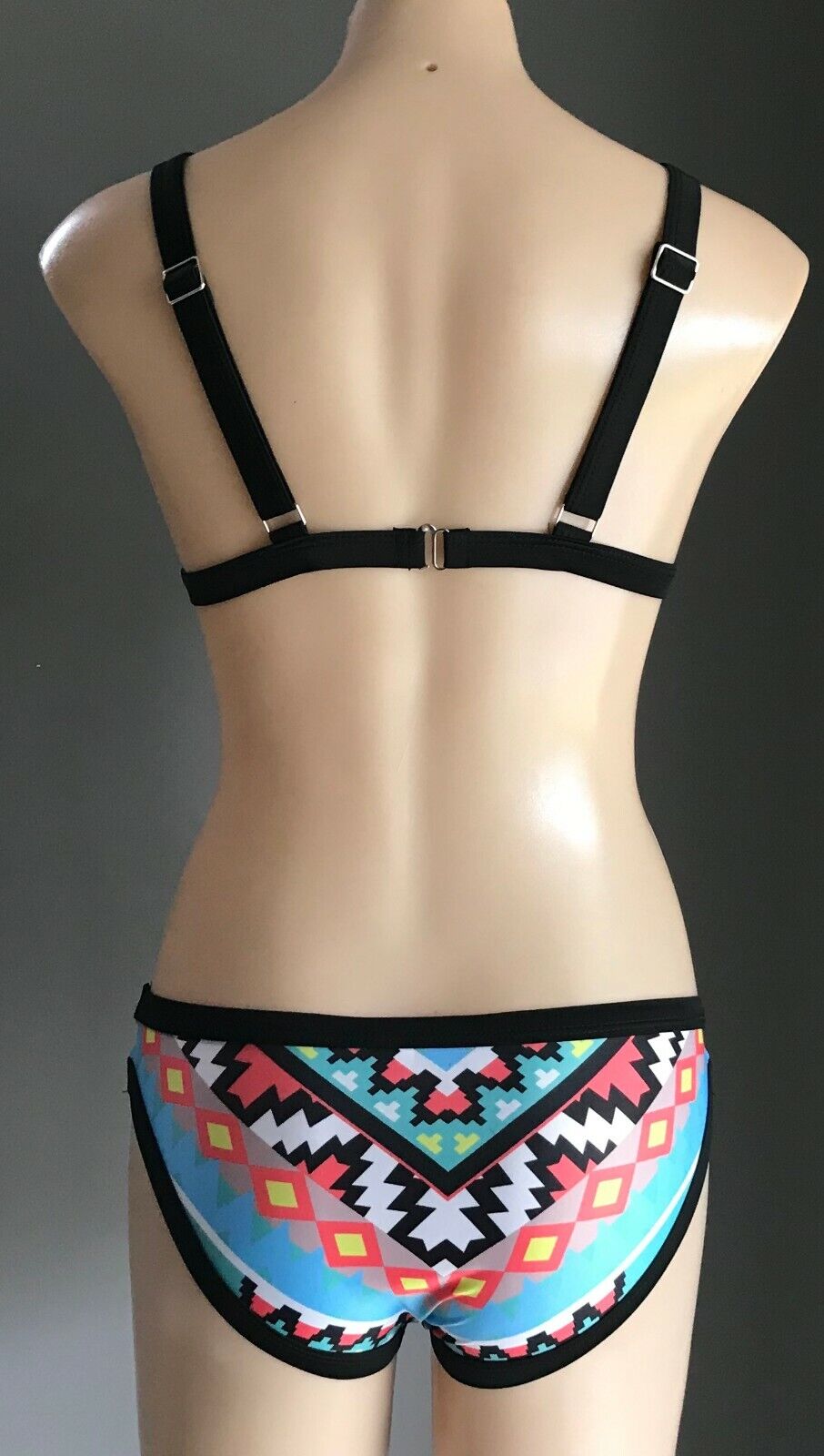 POO CHAI Bikini Set Triangle Set MultiColoured Neon Tribal Print Sz L 10 12 NEW