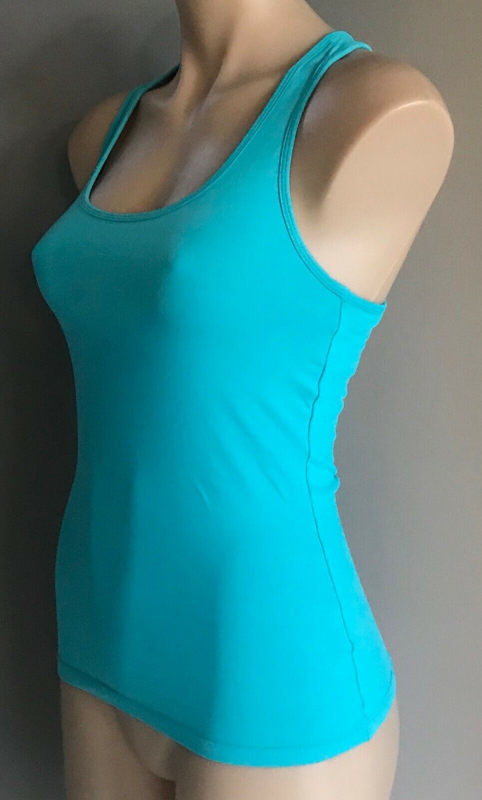 BRASILFIT Tank Top Blue Racer Back Fitted Stretch Active Sports Size M 10 12