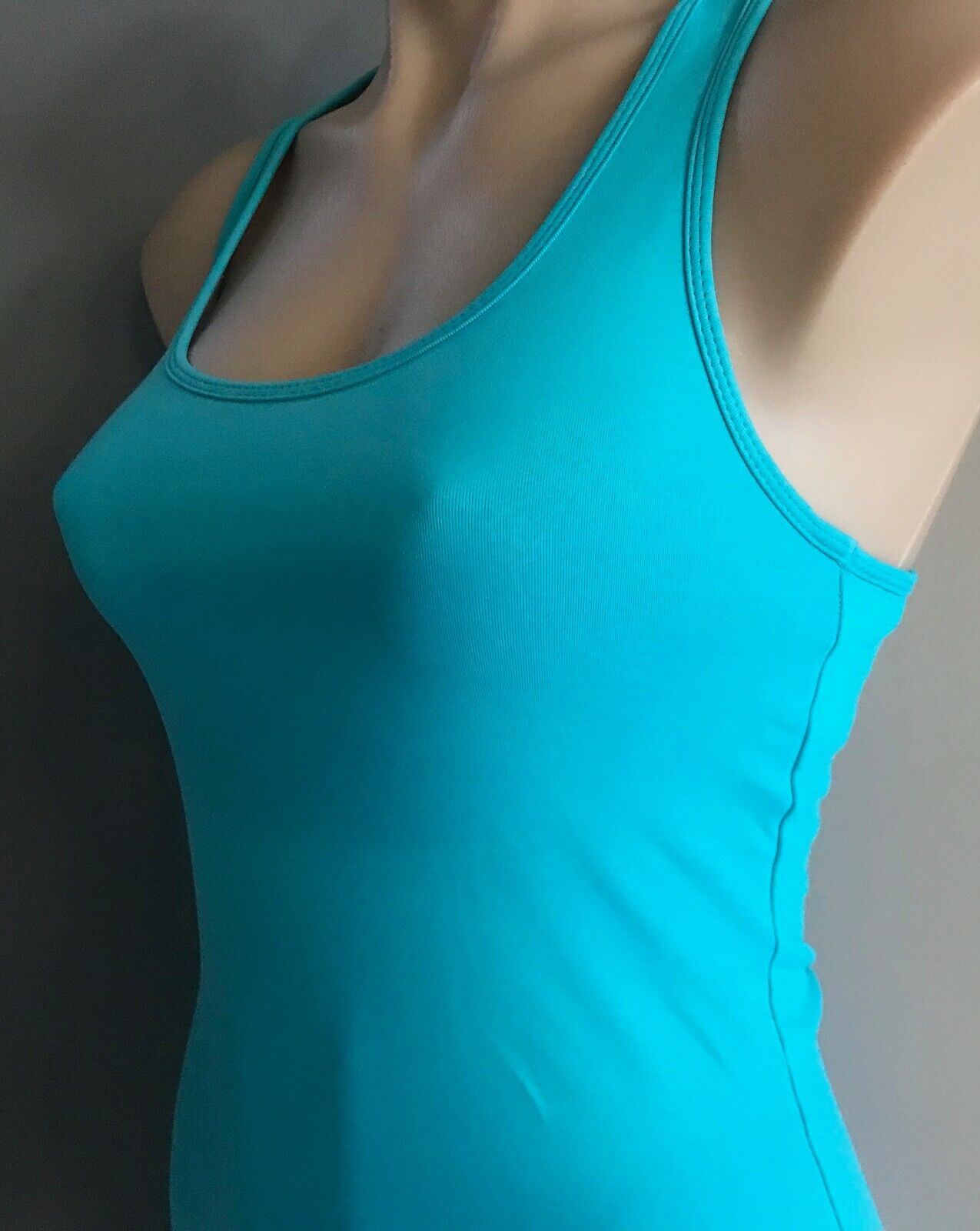 BRASILFIT Tank Top Blue Racer Back Fitted Stretch Active Sports Size M 10 12