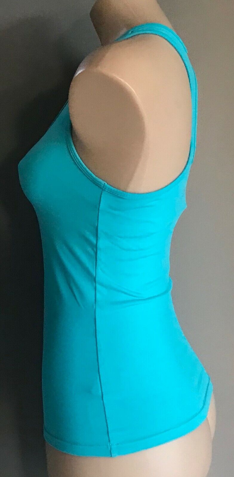 BRASILFIT Tank Top Blue Racer Back Fitted Stretch Active Sports Size M 10 12