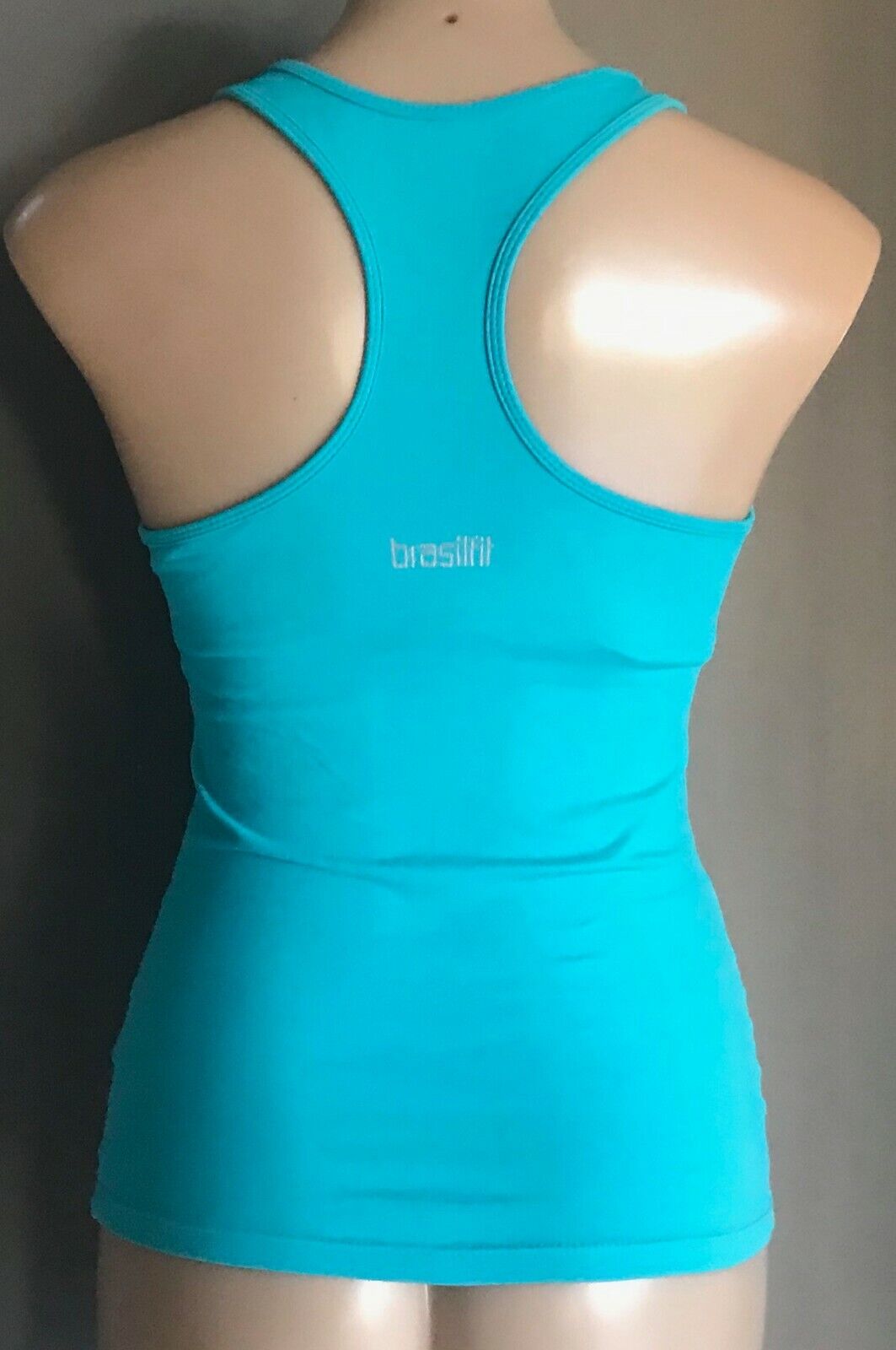 BRASILFIT Tank Top Blue Racer Back Fitted Stretch Active Sports Size M 10 12