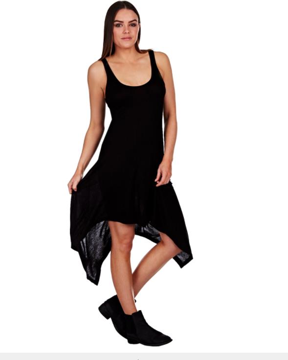 BETTY BASICS Florence Dress Handkerchief Hem Frock Black Sleeveless 6 - 8 NEW