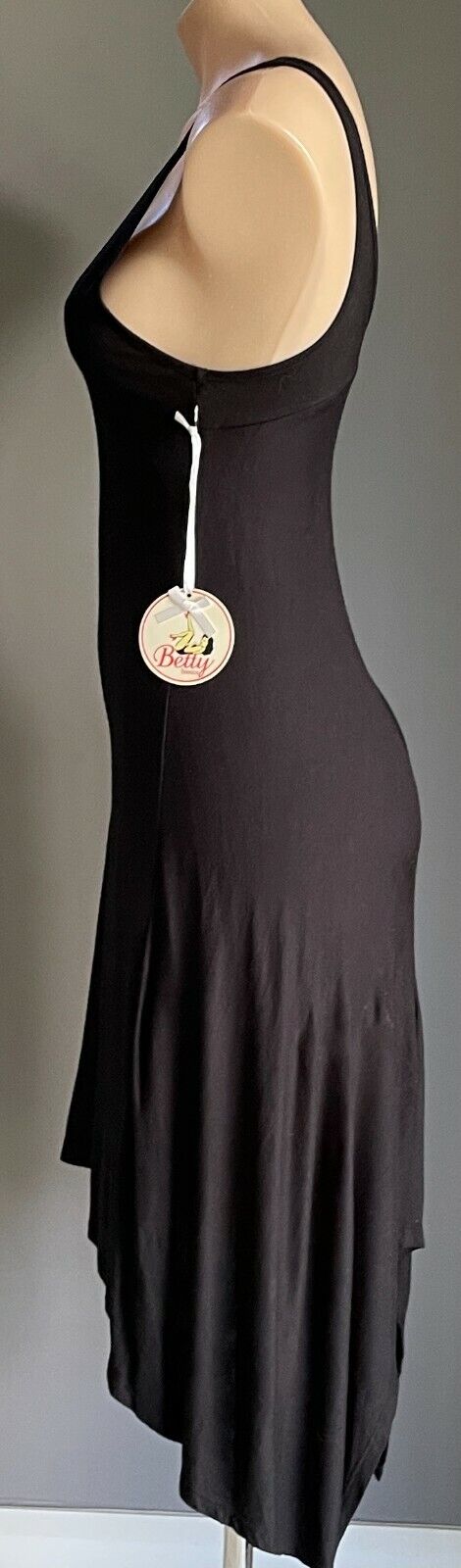 BETTY BASICS Florence Dress Handkerchief Hem Frock Black Sleeveless 6 - 8 NEW