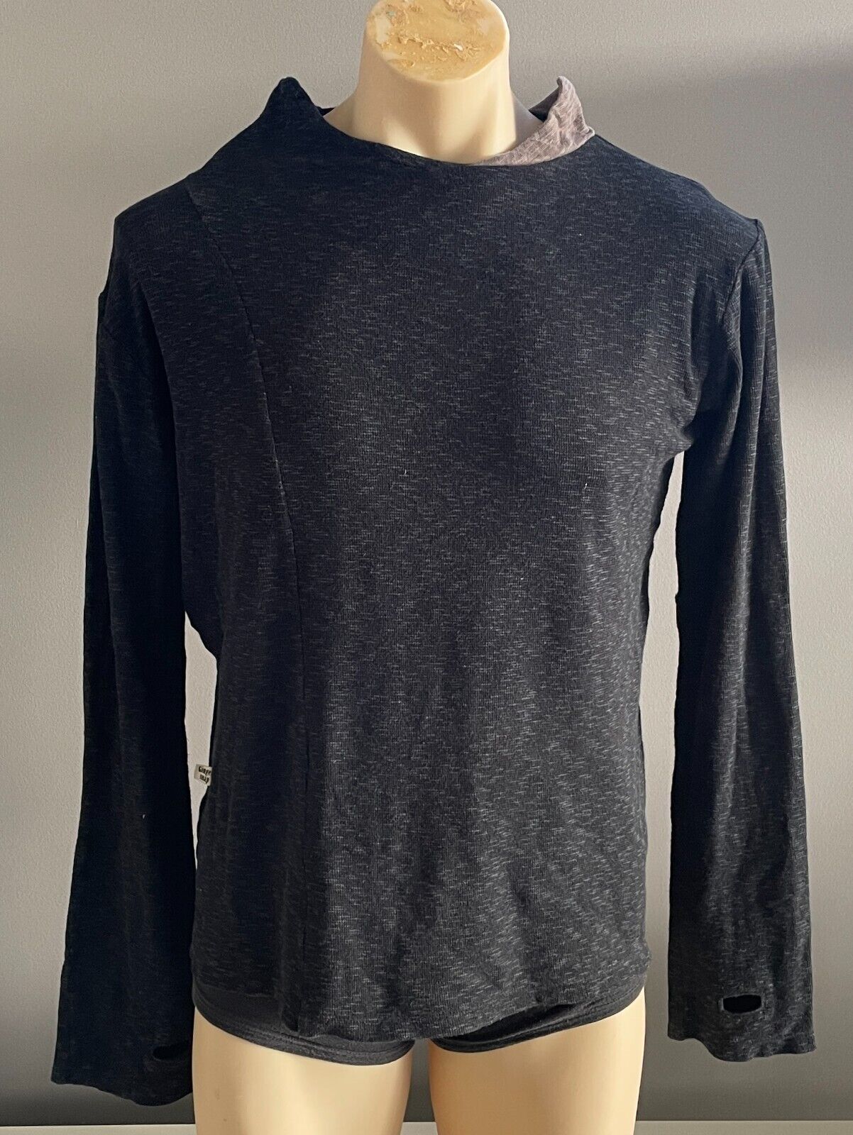 GINGERSNAP BALI Sweater Black Marl Long Sleeve Jumper Factory Thumbholes Mens XS