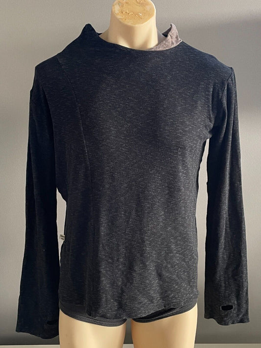GINGERSNAP BALI Sweater Black Marl Long Sleeve Jumper Factory Thumbholes Mens XS