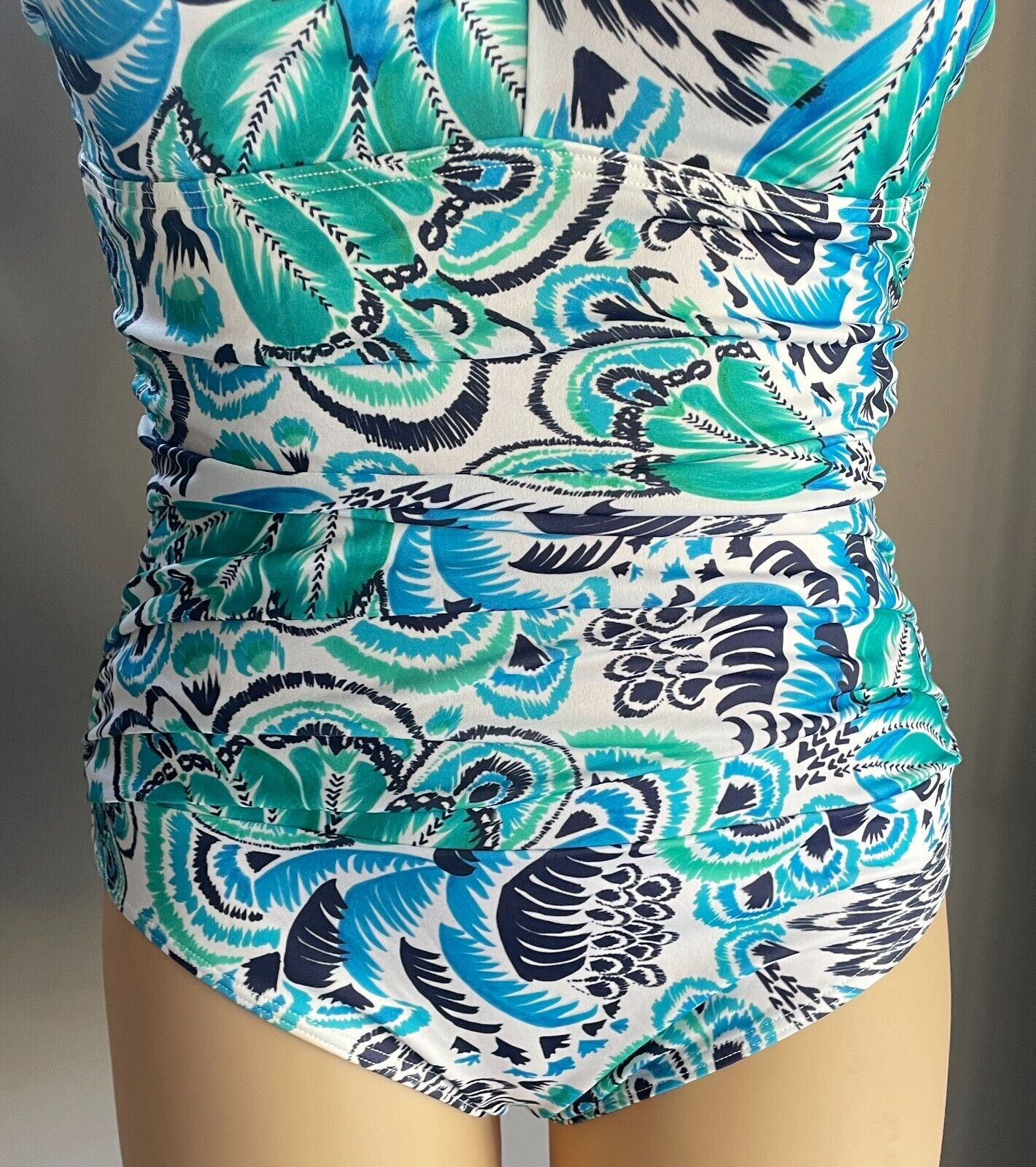TOGS SwimSuit Blue Green White Print One Piece Swimmers Bathers Plus Size 20 NEW