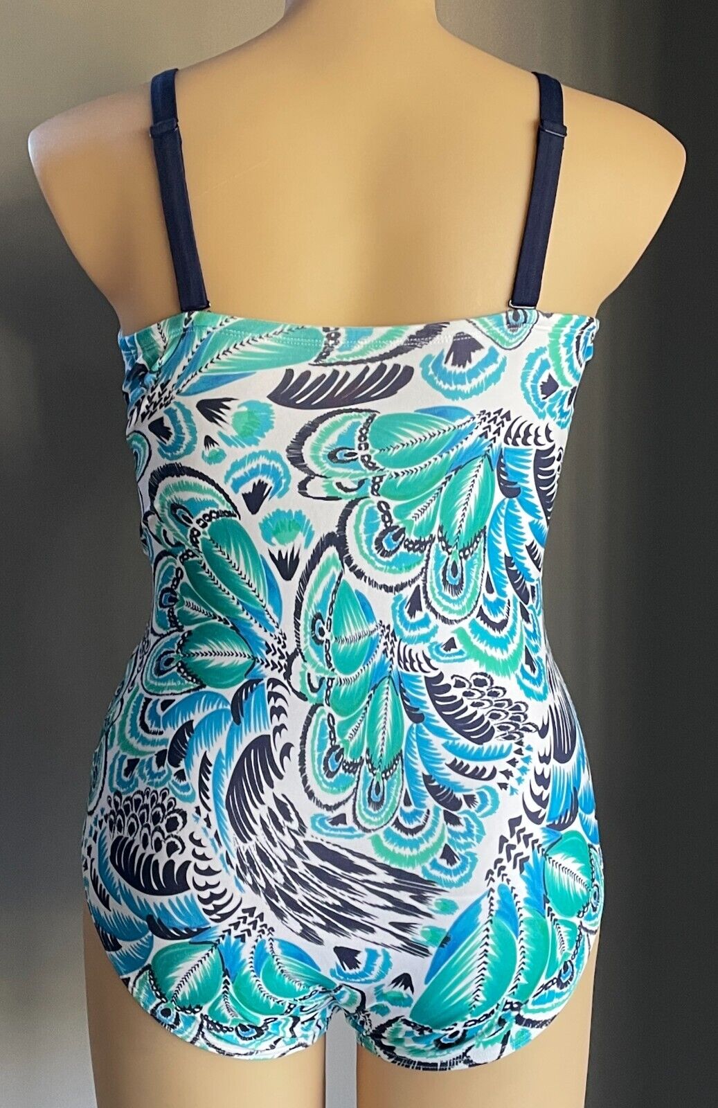TOGS SwimSuit Blue Green White Print One Piece Swimmers Bathers Plus Size 20 NEW