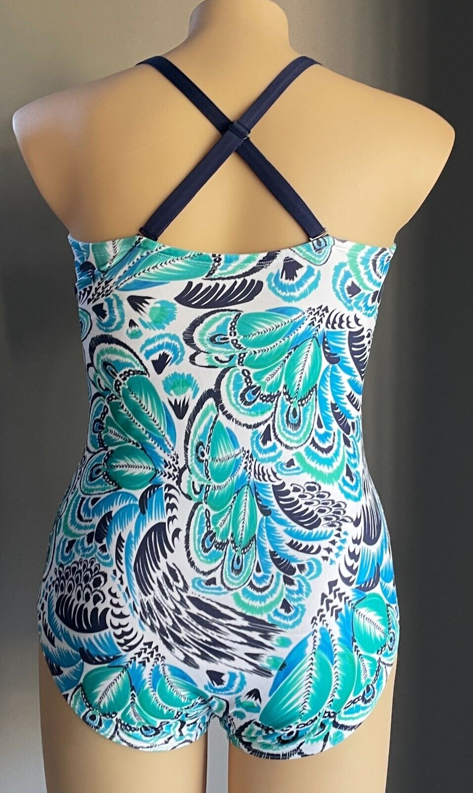 TOGS SwimSuit Blue Green White Print One Piece Swimmers Bathers Plus Size 20 NEW