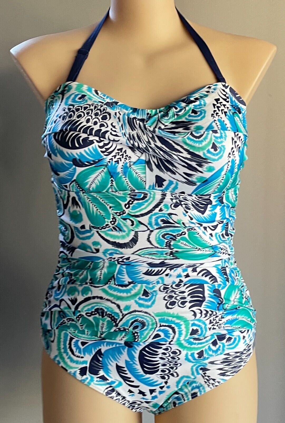 TOGS SwimSuit Blue Green White Print One Piece Swimmers Bathers Plus Size 20 NEW