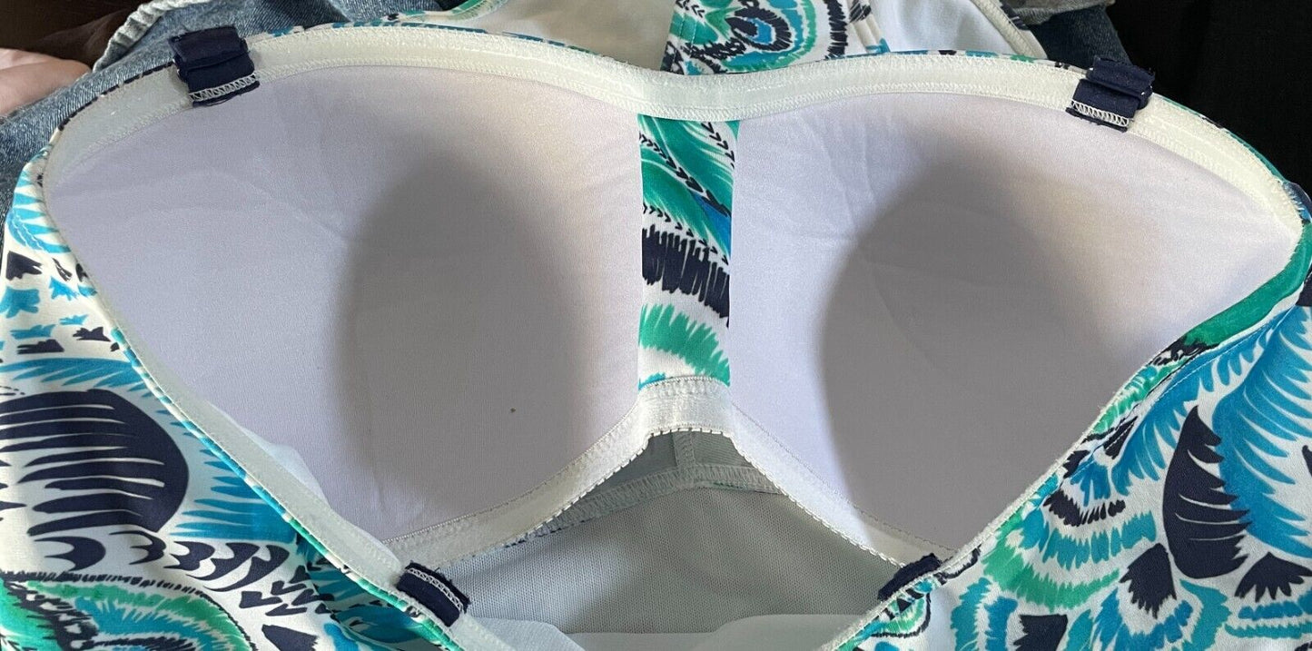 TOGS SwimSuit Blue Green White Print One Piece Swimmers Bathers Plus Size 20 NEW