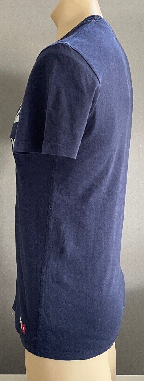 SUPERDRY T-Shirt Navy Blue & Silver Track & Field Trophy Short Sleeve Tee Size S
