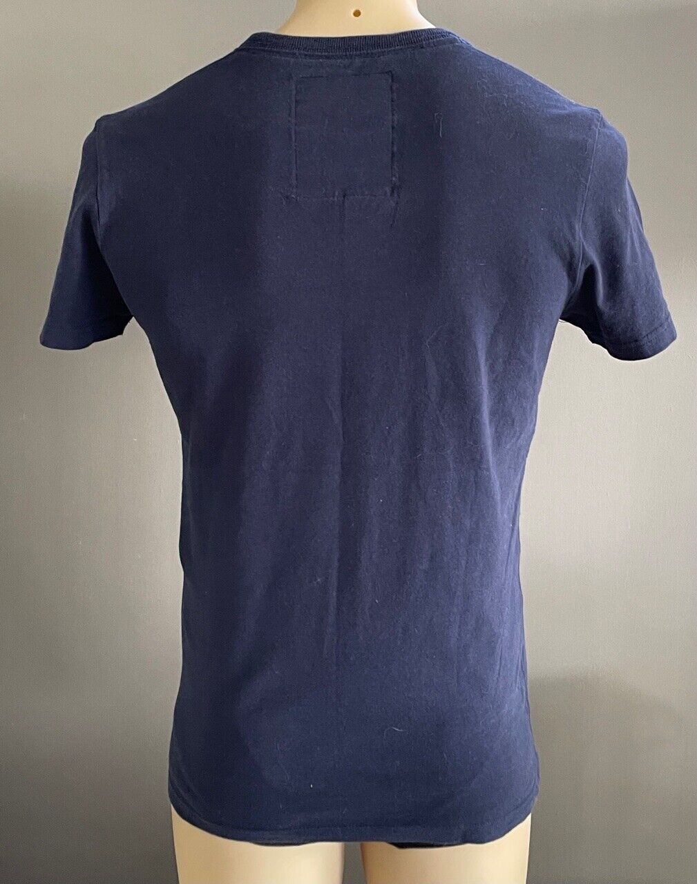 SUPERDRY T-Shirt Navy Blue & Silver Track & Field Trophy Short Sleeve Tee Size S