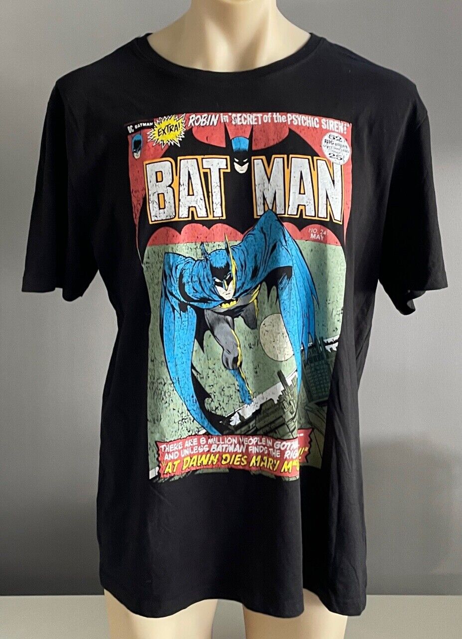 BATMAN DC T-Shirt Comic Book Cover Artwork Print Black Mens Sz 2XL Superhero Tee