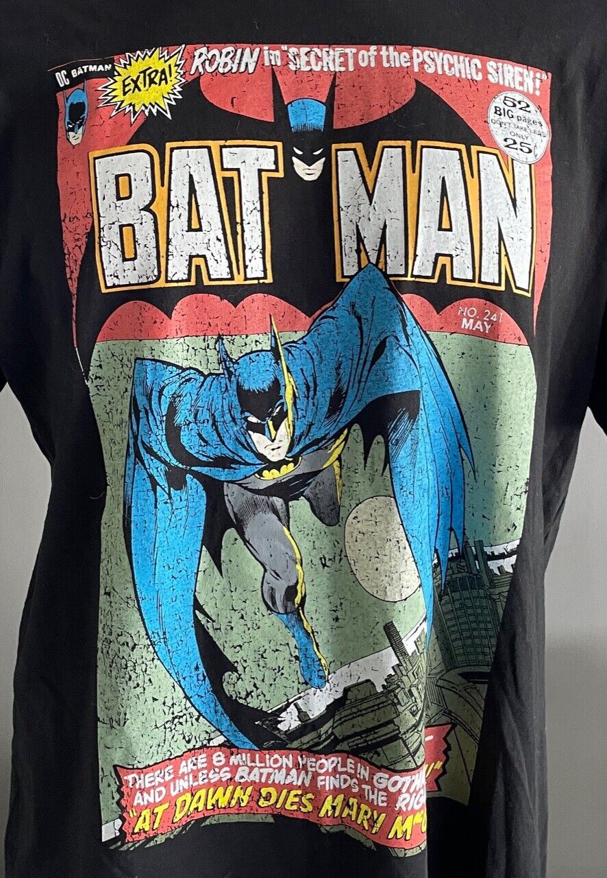 BATMAN DC T-Shirt Comic Book Cover Artwork Print Black Mens Sz 2XL Superhero Tee