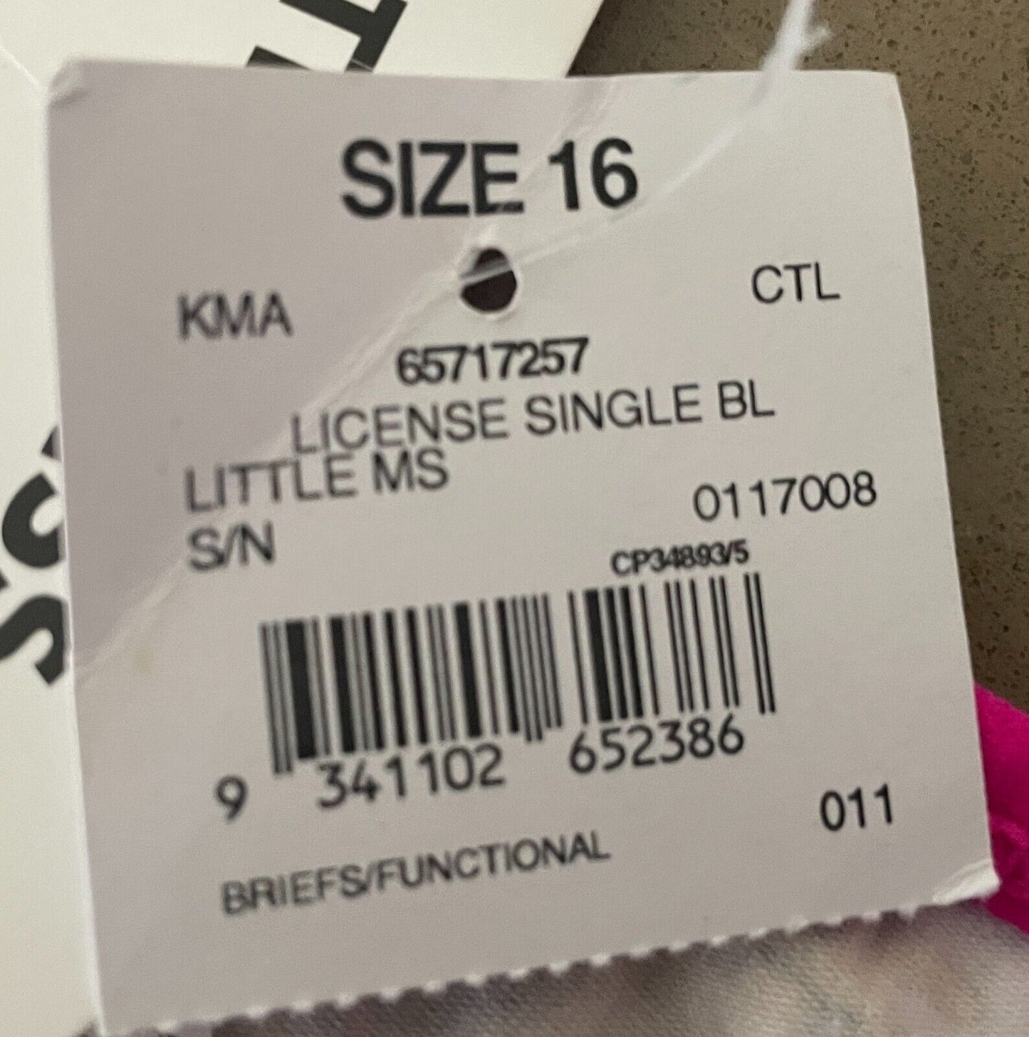 Briefs LITTLE MISS SUNSHINE Print White Boy Leg Style Underwear Size 16 NEW