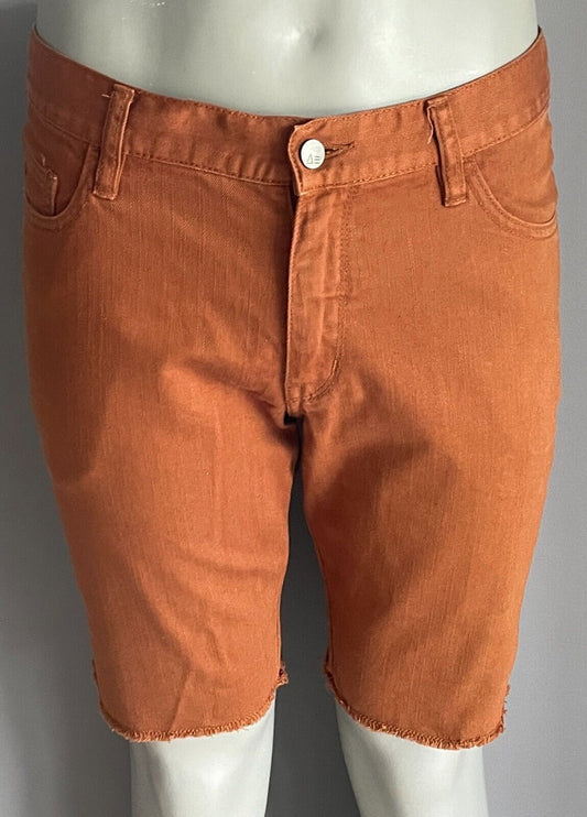 SPARE Denim Shorts Burnt Orange Raw Edge Hem Casual  Mens Size 34/90cm Waist