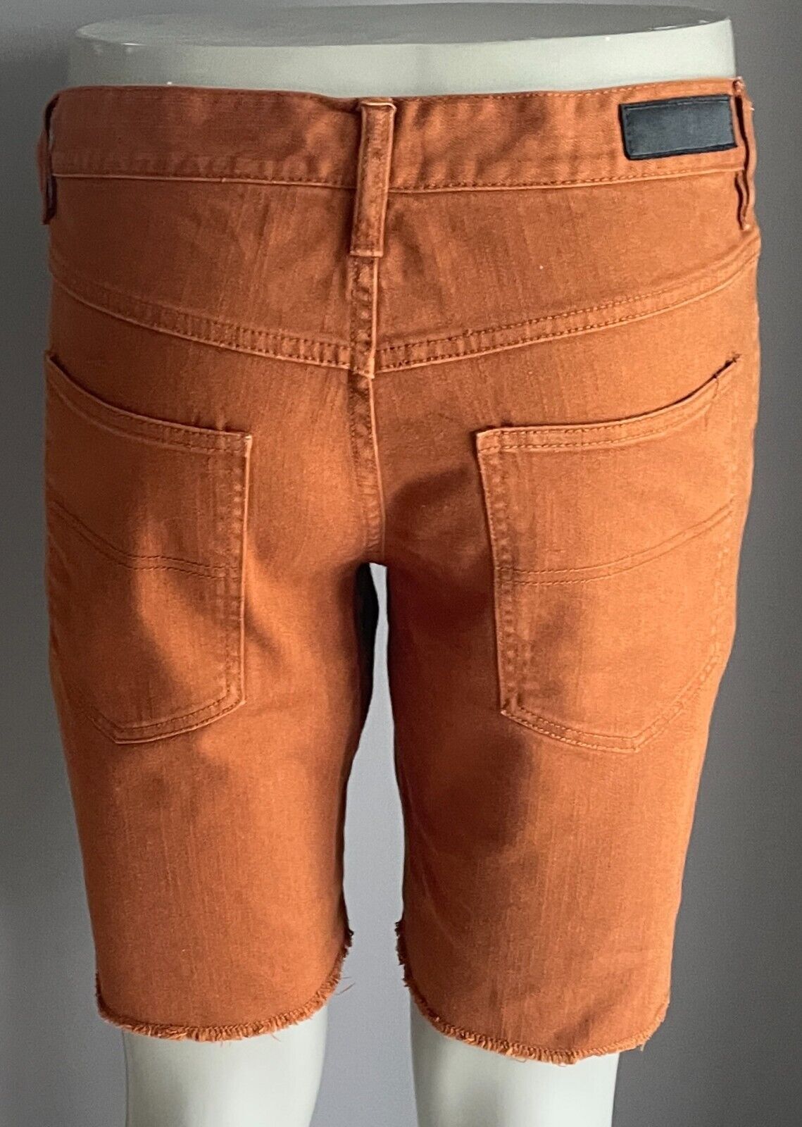 SPARE Denim Shorts Burnt Orange Raw Edge Hem Casual  Mens Size 34/90cm Waist