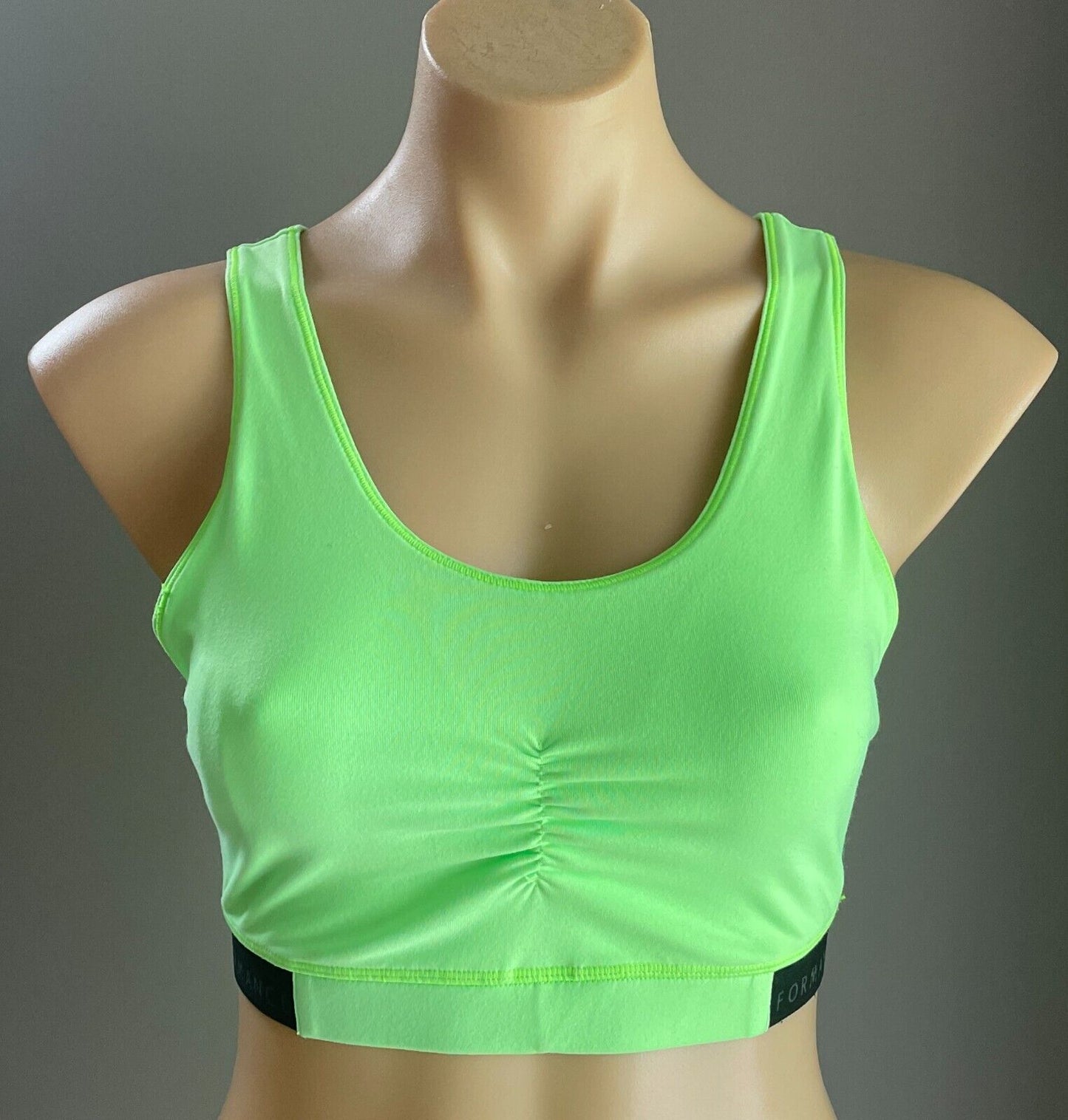 CALVIN KLEIN PERFORMANCE Crop Bra Top Neon Green Cross Over Back Size S Gym