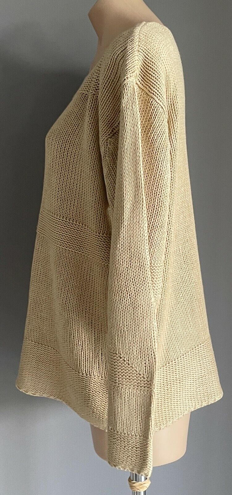 MN CHUNKY KNIT Jumper Warm Beige Long Sleeve Sweater Plus Sz XL Bust 130 cm
