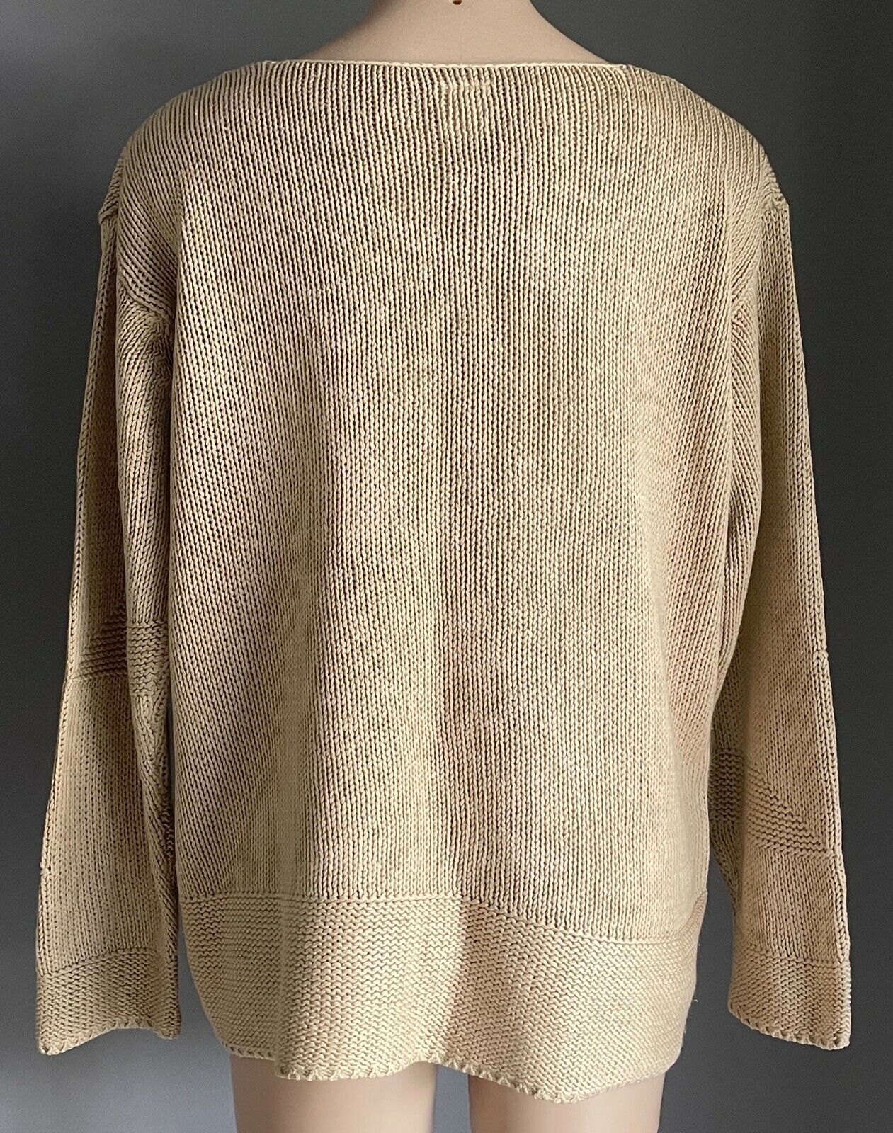 MN CHUNKY KNIT Jumper Warm Beige Long Sleeve Sweater Plus Sz XL Bust 130 cm