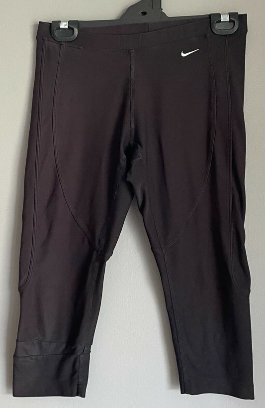 NIKE Dri Fit Black Capri Fitness Run Pants Activewear Pants Gym Sz XS Leggings