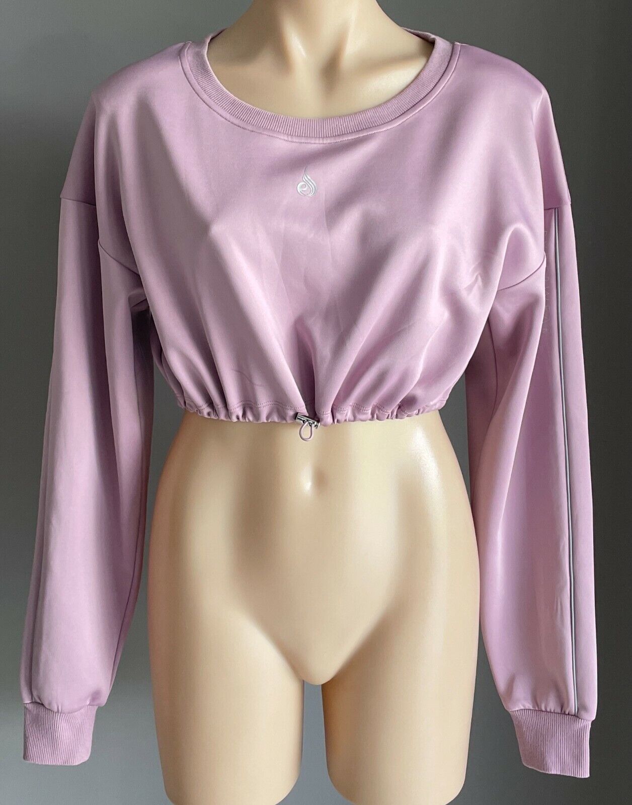 RYDERWEAR Mauve "Stellar" Crop Long Sleeve Drawstring Waist Sweater Top Sz S 10
