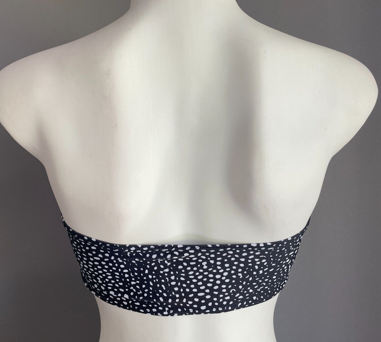 ZAFUL Bikini Top Black & White Polka Dot Bandeau High Cut Cheeky Bum Sz S 8 NEW