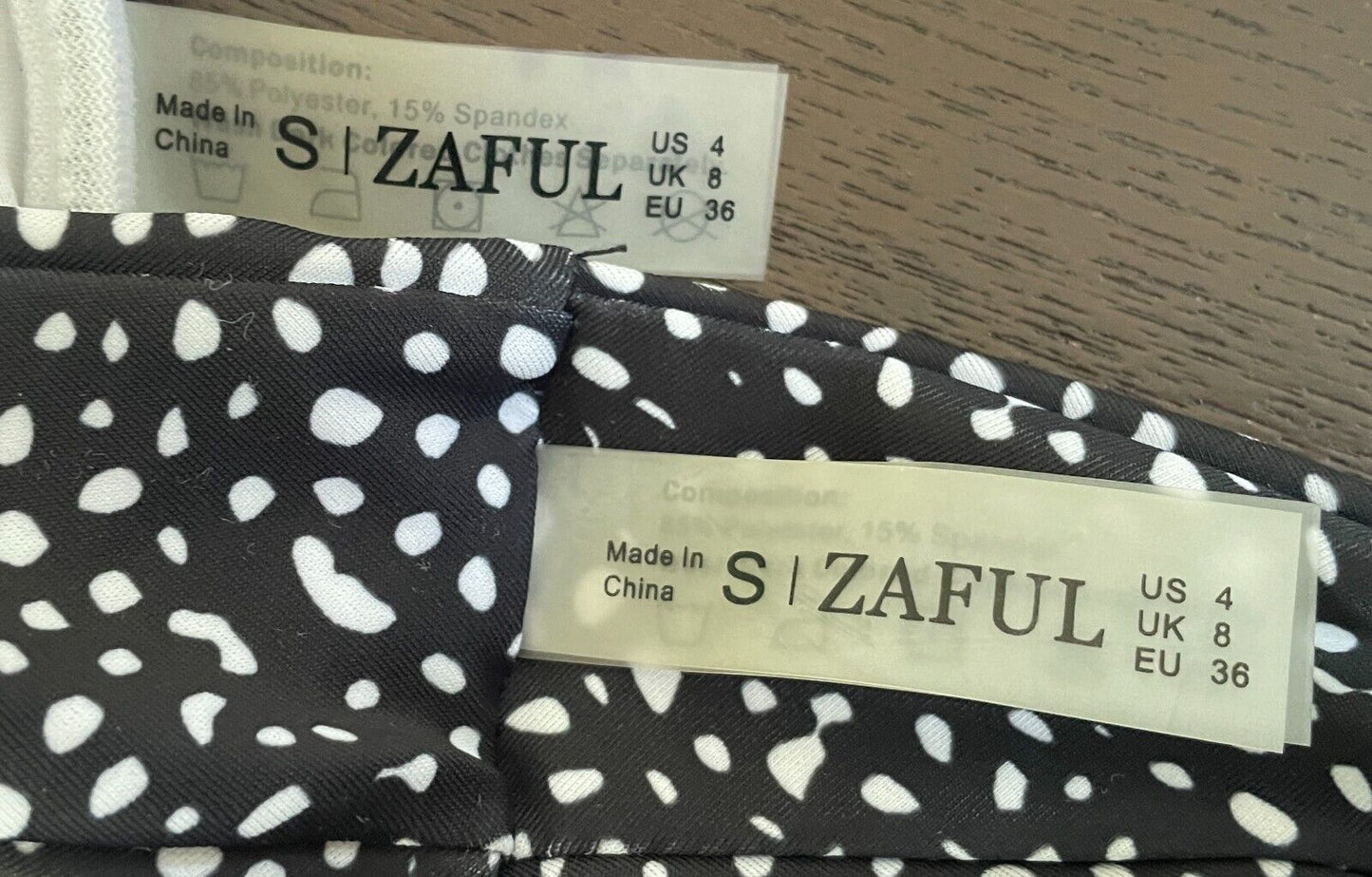 ZAFUL Bikini Top Black & White Polka Dot Bandeau High Cut Cheeky Bum Sz S 8 NEW